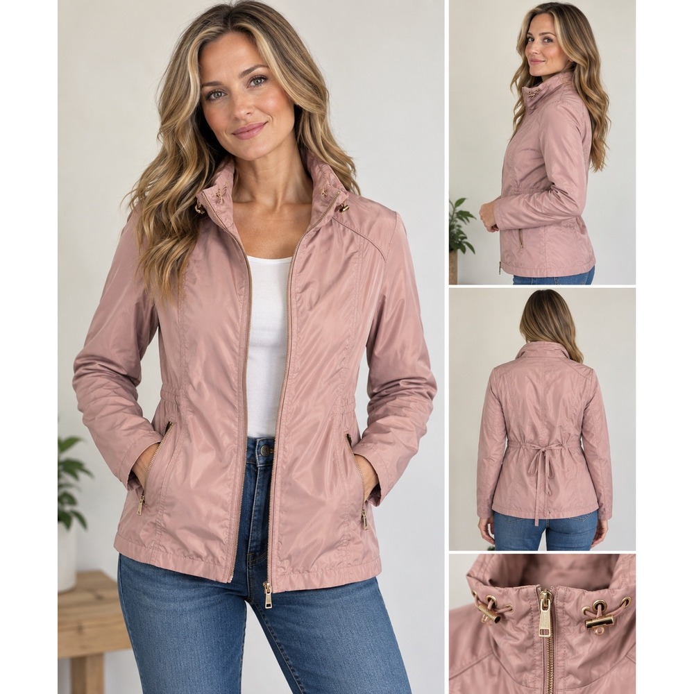Cavalini Originals Petite PL Mauve Pink Lightweight Jacket Gold Tone Zip